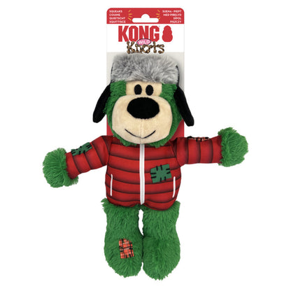 KONG Christmas Holiday Wild Knots Bear - Snuggle Plush Dog Toy - Med/Lge x 3 Pack
