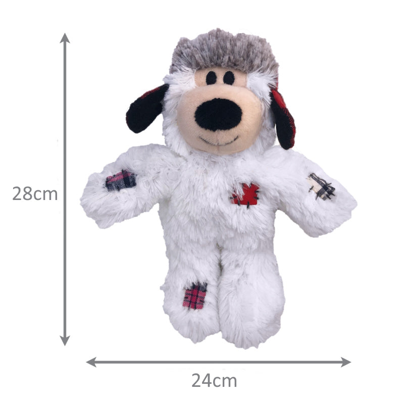 KONG Christmas Holiday Wild Knots Bear - Snuggle Plush Dog Toy - Med/Lge x 3 Pack