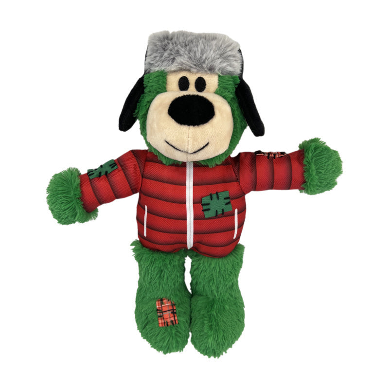 KONG Christmas Holiday Wild Knots Bear - Snuggle Plush Dog Toy - Med/Lge x 3 Pack