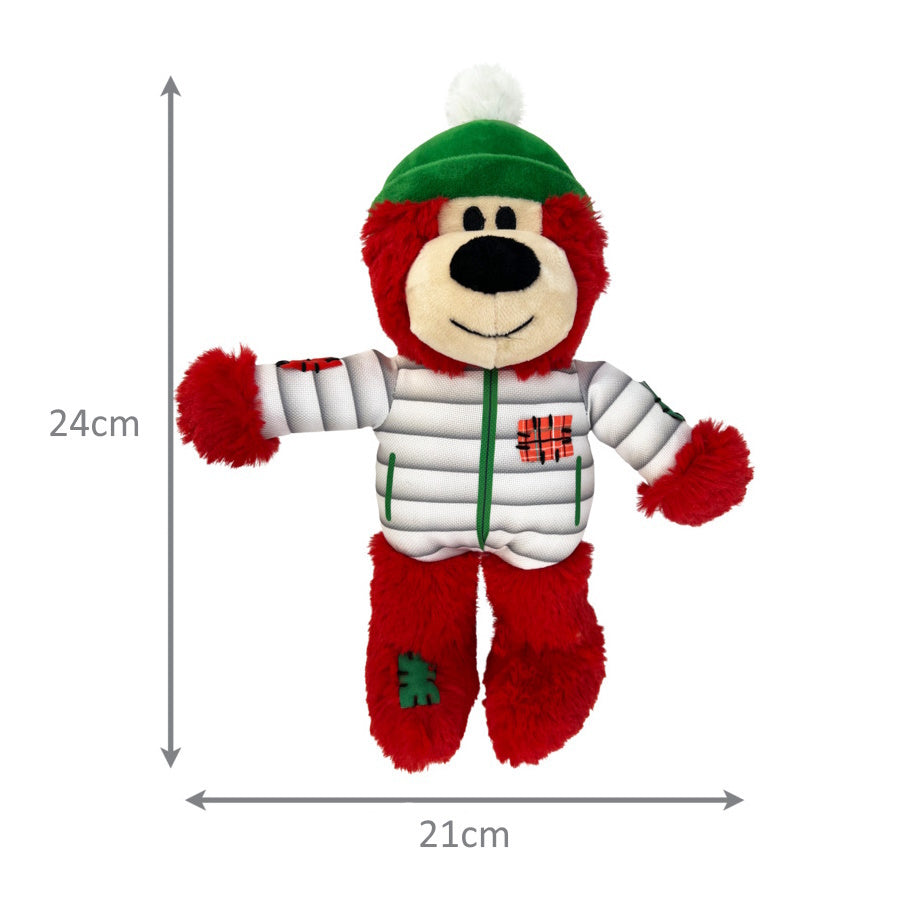 KONG Christmas Holiday Wild Knots Bear - Snuggle Plush Dog Toy - Sm/Med x 3 Pack