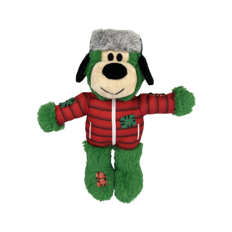 KONG Christmas Holiday Wild Knots Bear - Snuggle Plush Dog Toy - Sm/Med x 3 Pack