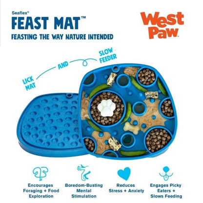 West Paw Feast Lick Mat Slow Feeder for Dogs - Bubbles Tropic Red