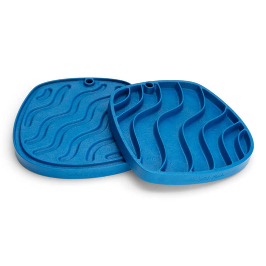 West Paw Feast Lick Mat Slow Feeder for Dogs - Waves Marine Blue