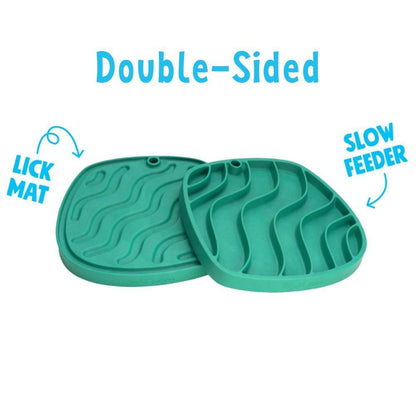West Paw Feast Lick Mat Slow Feeder for Dogs - Waves Marine Blue