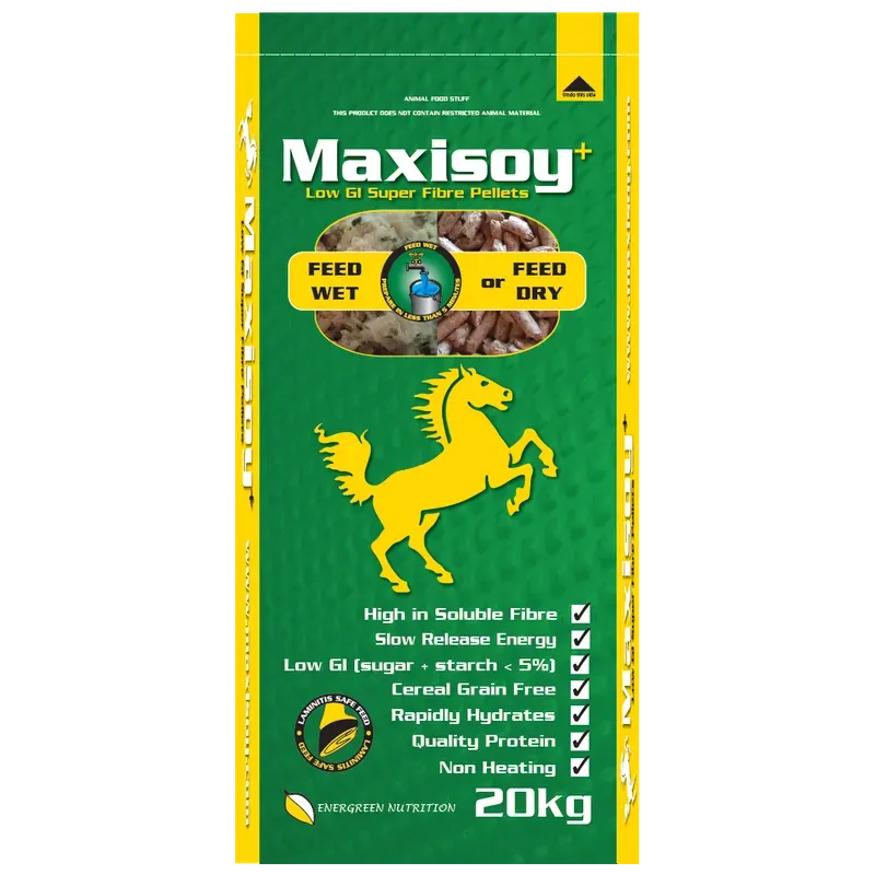 Maxisoy Low GI Super Fibre Soy Hull Pellets for Horses 20kg