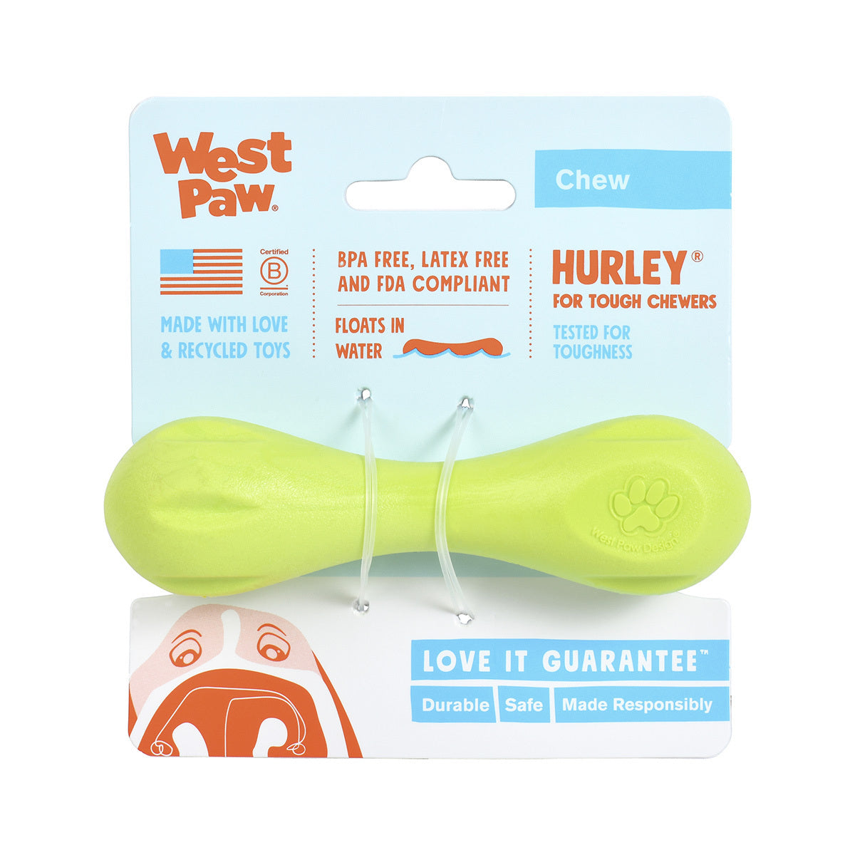 West Paw Holiday Hurley Toy for Tough Dogs - X-Small - Ruby Red