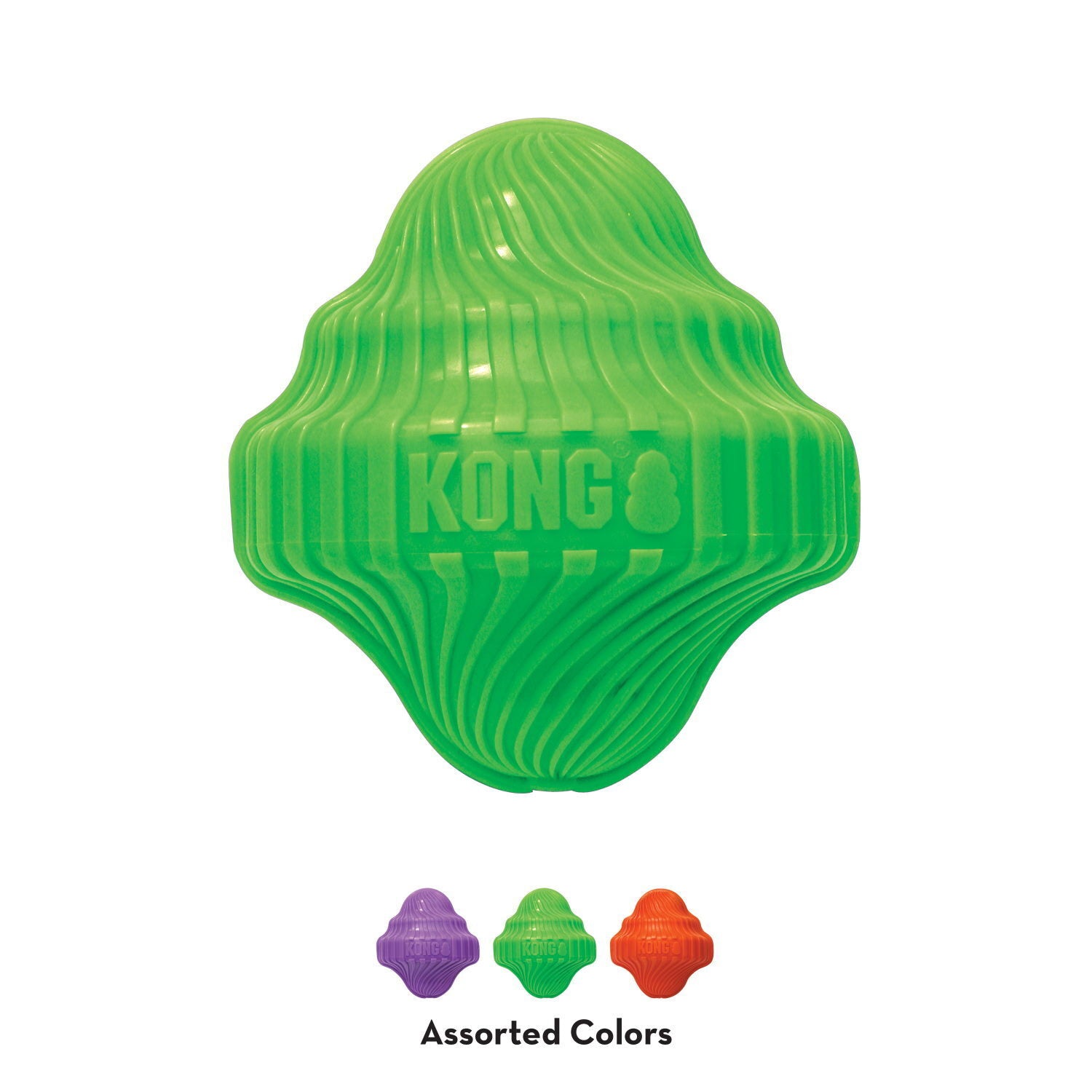 3 x KONG Squeezz Orbitz Spin Top Squeaker Dog Toy - Asst Colours - S/M