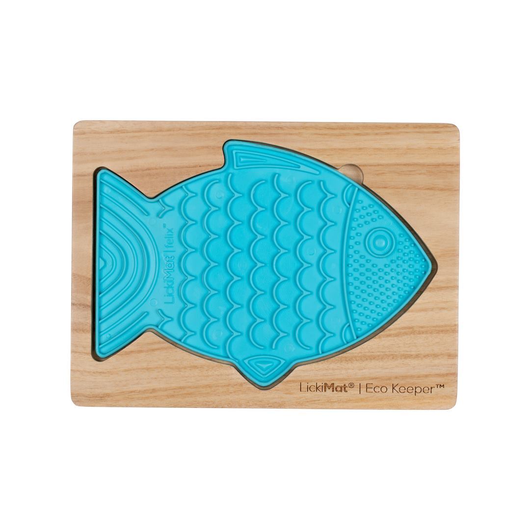 Lickimat Wooden Eco Slow Feeder Keeper - For Fish Shaped Lick Mats