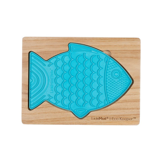 Lickimat Wooden Eco Slow Feeder Keeper - For Fish Shaped Lick Mats