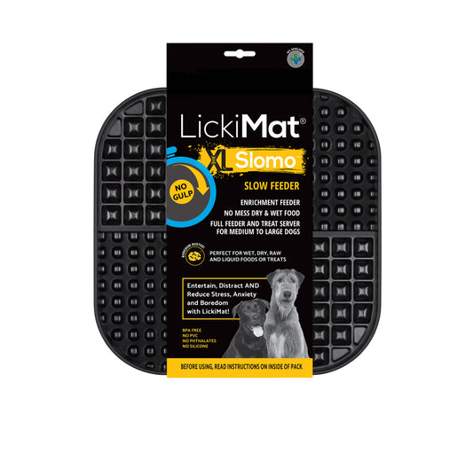 LickiMat Slomo Wet & Dry Double Slow Food Dog Bowl - X-Large Black