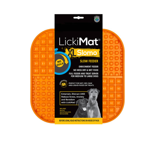 LickiMat Slomo Wet & Dry Double Slow Food Dog Bowl - X-Large Orange