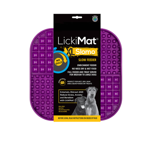 LickiMat Slomo Wet & Dry Double Slow Food Dog Bowl - X-Large Purple