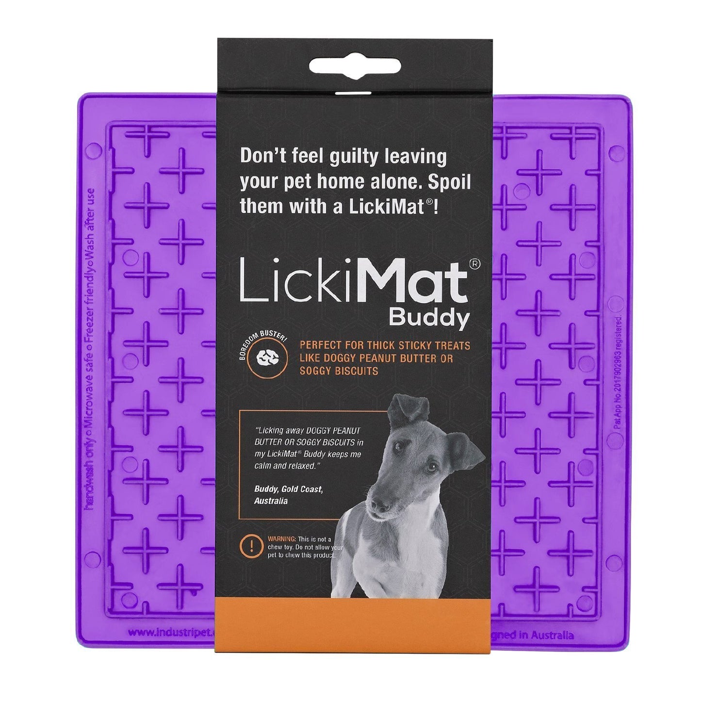 Lickimat Buddy Original Slow Food Anti-Anxiety Licking Mat for Cats & Dogs - Orange