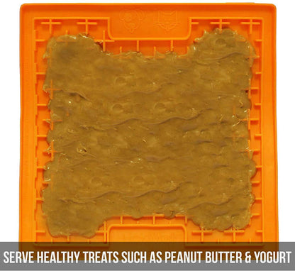 Lickimat Buddy Original Slow Food Anti-Anxiety Licking Mat for Cats & Dogs - Orange