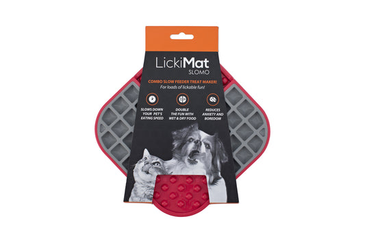 LickiMat Slomo Wet & Dry Double Slow Food Dog Bowl - Red