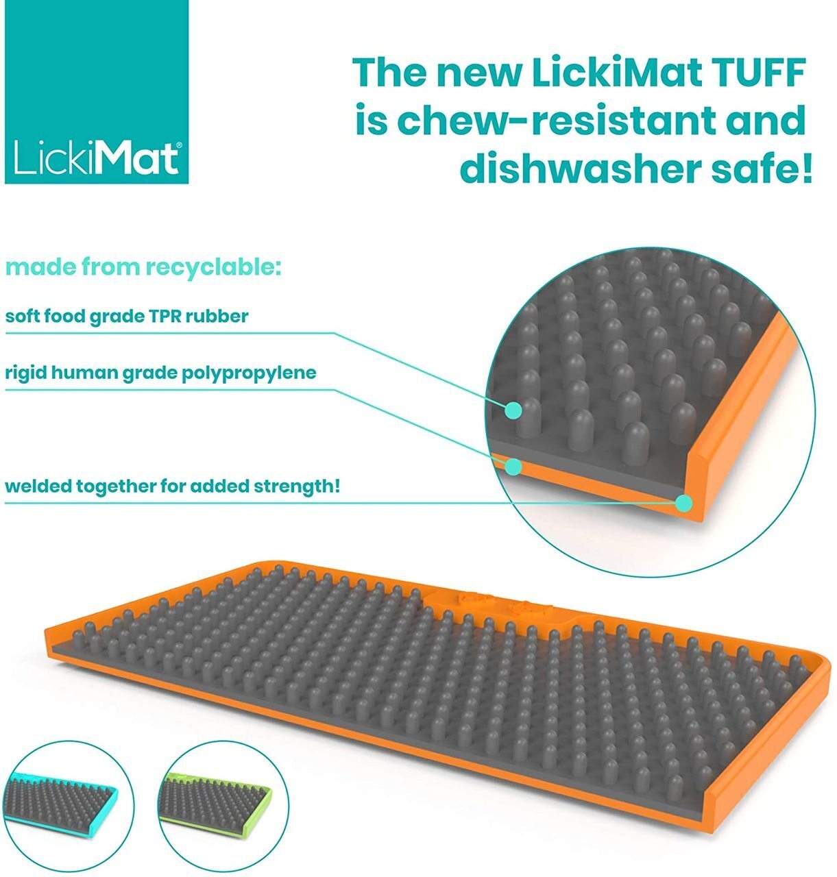 Lickimat Mini Tuff Playdate Slow Food Bowl Anti-Anxiety Mat for Dogs - Green