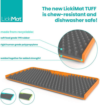 Lickimat Mini Tuff Playdate Slow Food Bowl Anti-Anxiety Mat for Dogs - Orange