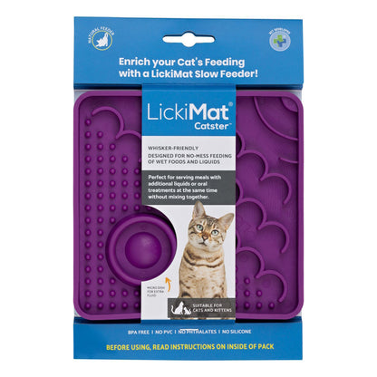 Lickimat Catster Slow Food Bowl Anti-Anxiety Mat for Cats - Purple
