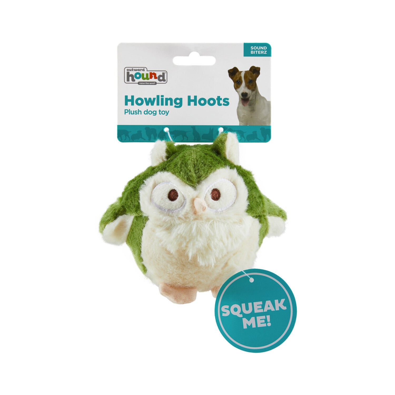 Outward Hound Durable Plush Dog Toy - Howling Hoots Green