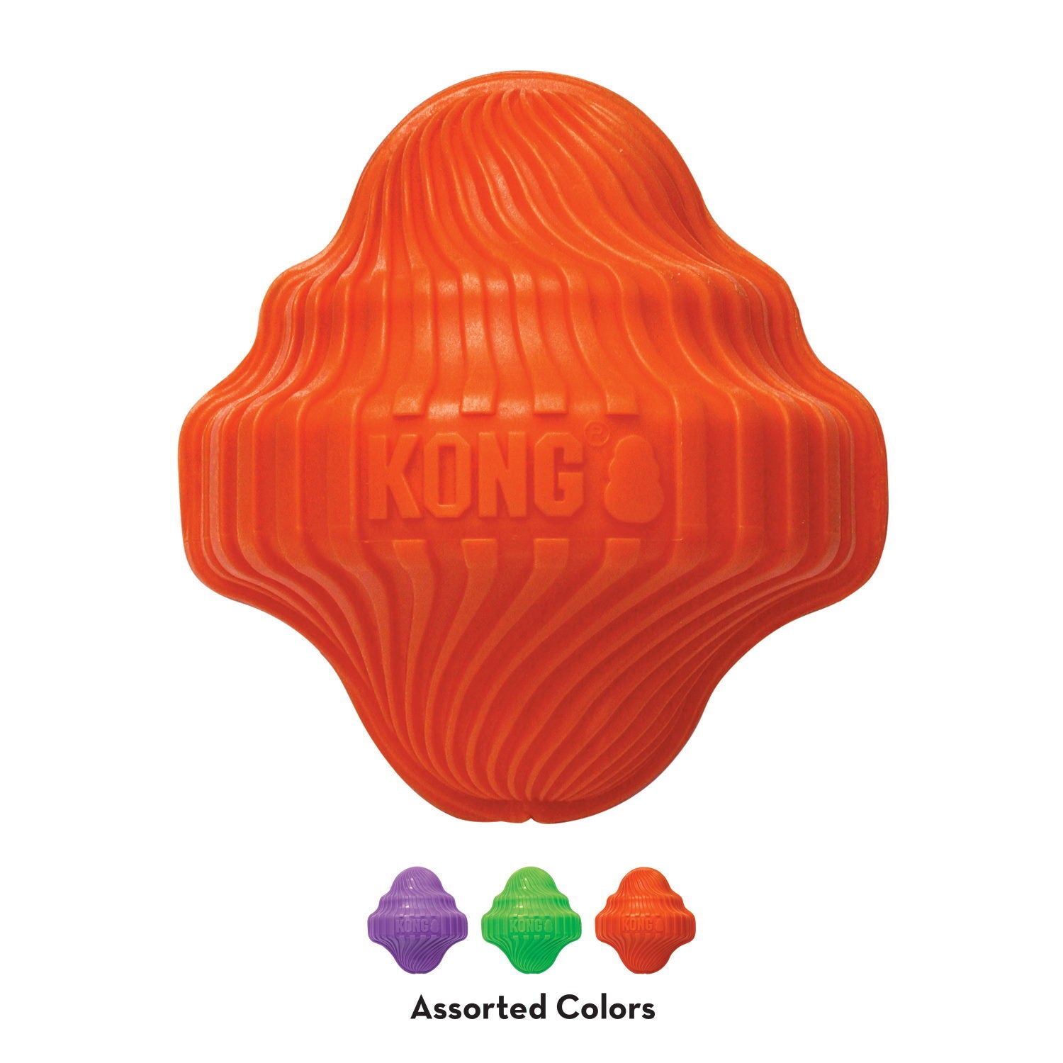 KONG Squeezz Orbitz Spin Top Squeaker Dog Toy - Pack of 3 Assorted Colours