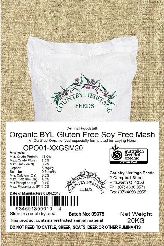Country Heritage Organic Gluten Free Soy Free Layer Mash 20kg