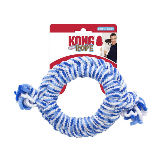 3 x KONG Rope Ring Fetch & Tug Dog Toy for Puppies - Assorted Colours