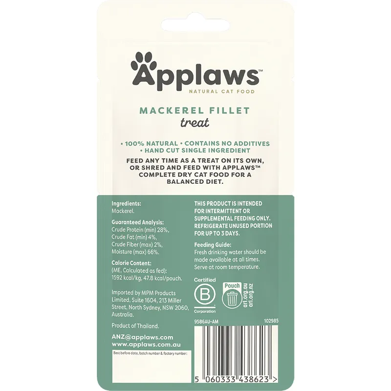 Applaws Whole Mackerel Loin 30G 18Pk (Om18)