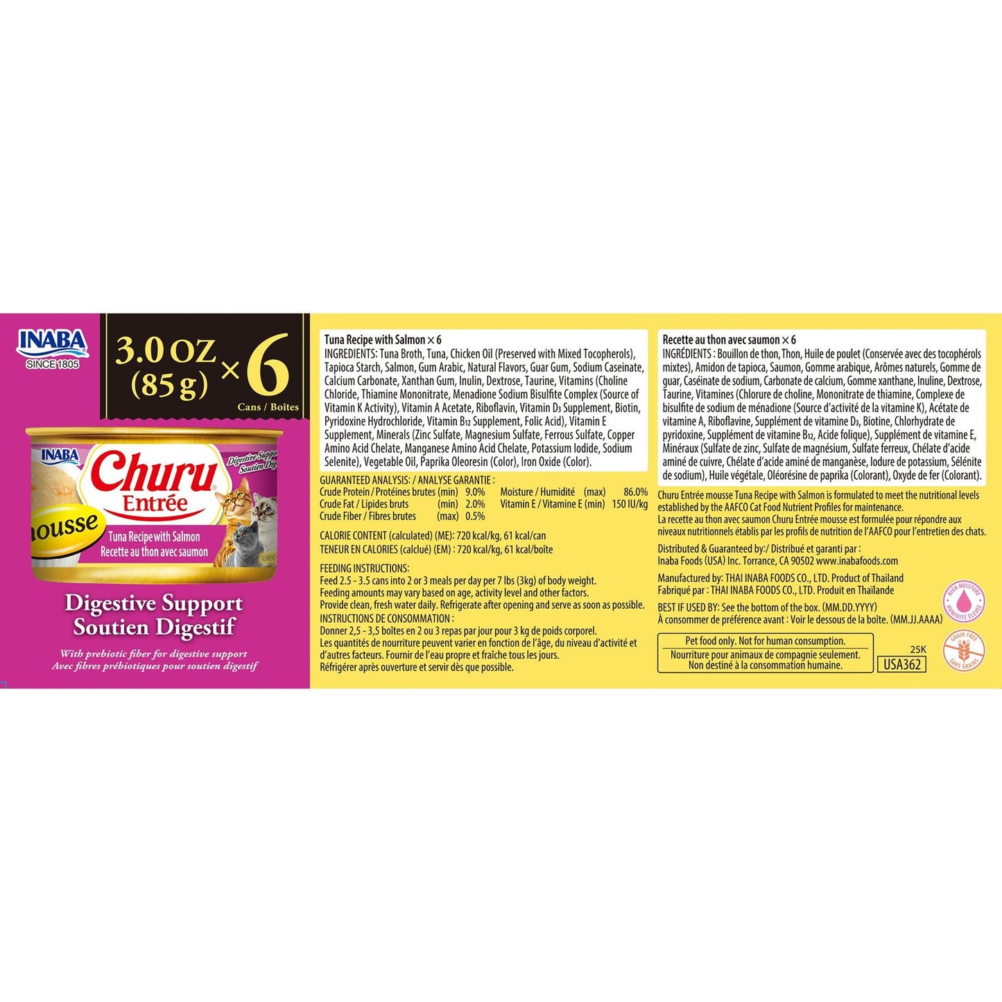 Inaba Cat Churu Entree Mousse Tuna W Salmon 6X85G