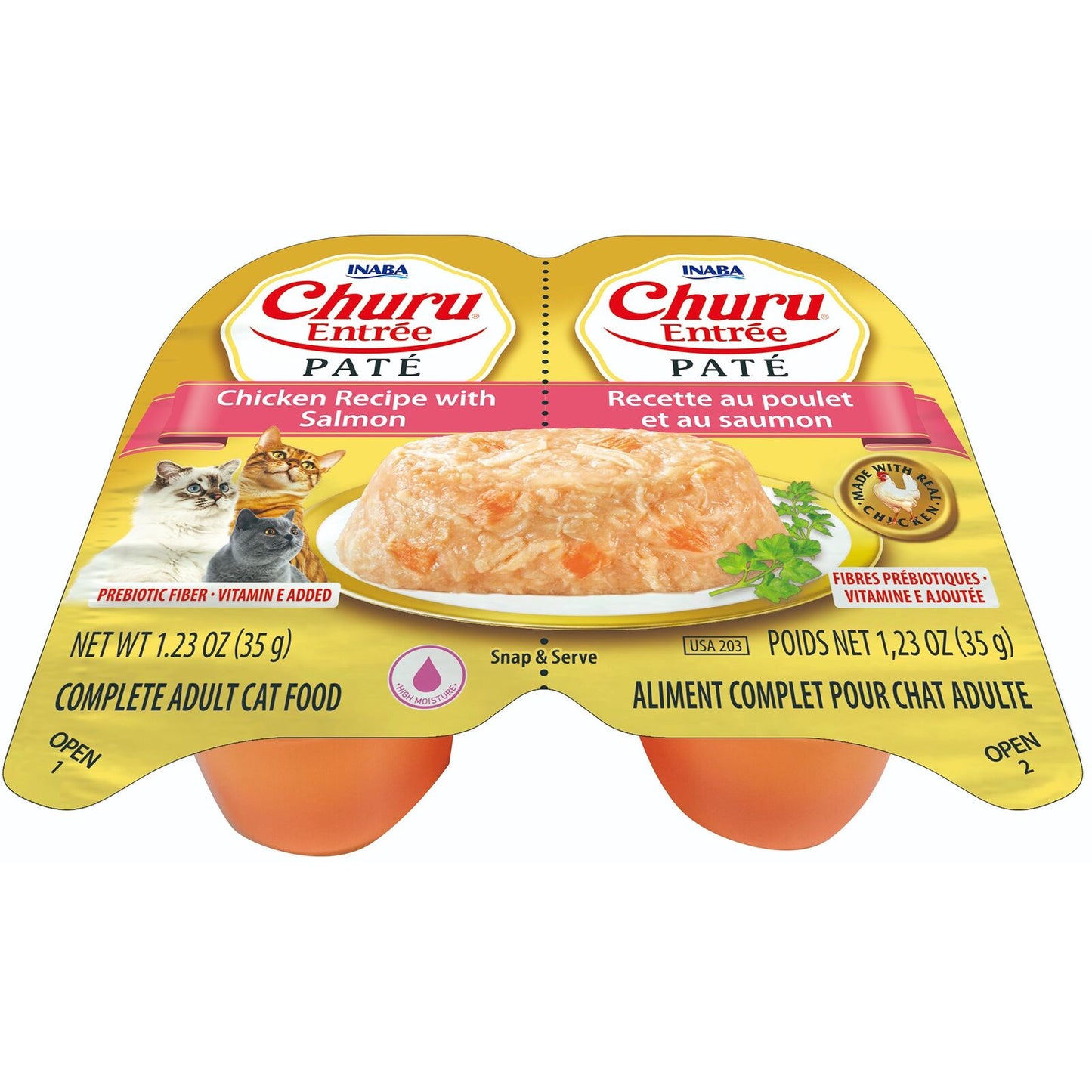Inaba Cat Churu Ent Pate Chckn W Slmn 35G 6Pk Twin Cups (Om6)