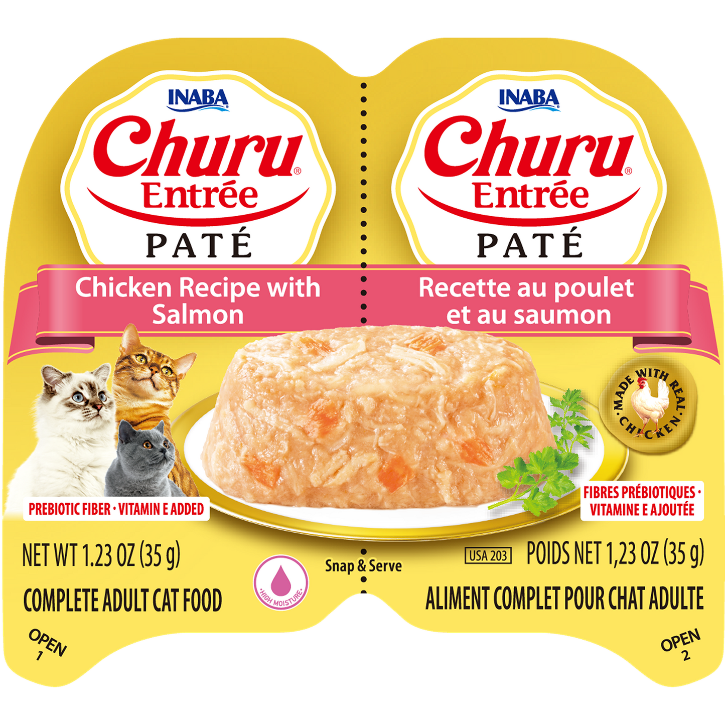 Inaba Cat Churu Ent Pate Chckn W Slmn 35G 6Pk Twin Cups (Om6)