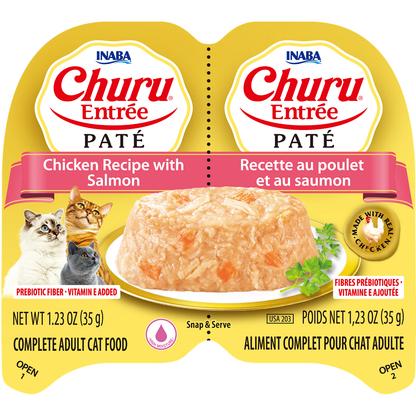 Inaba Cat Churu Ent Pate Chckn W Slmn 35G 6Pk Twin Cups (Om6)
