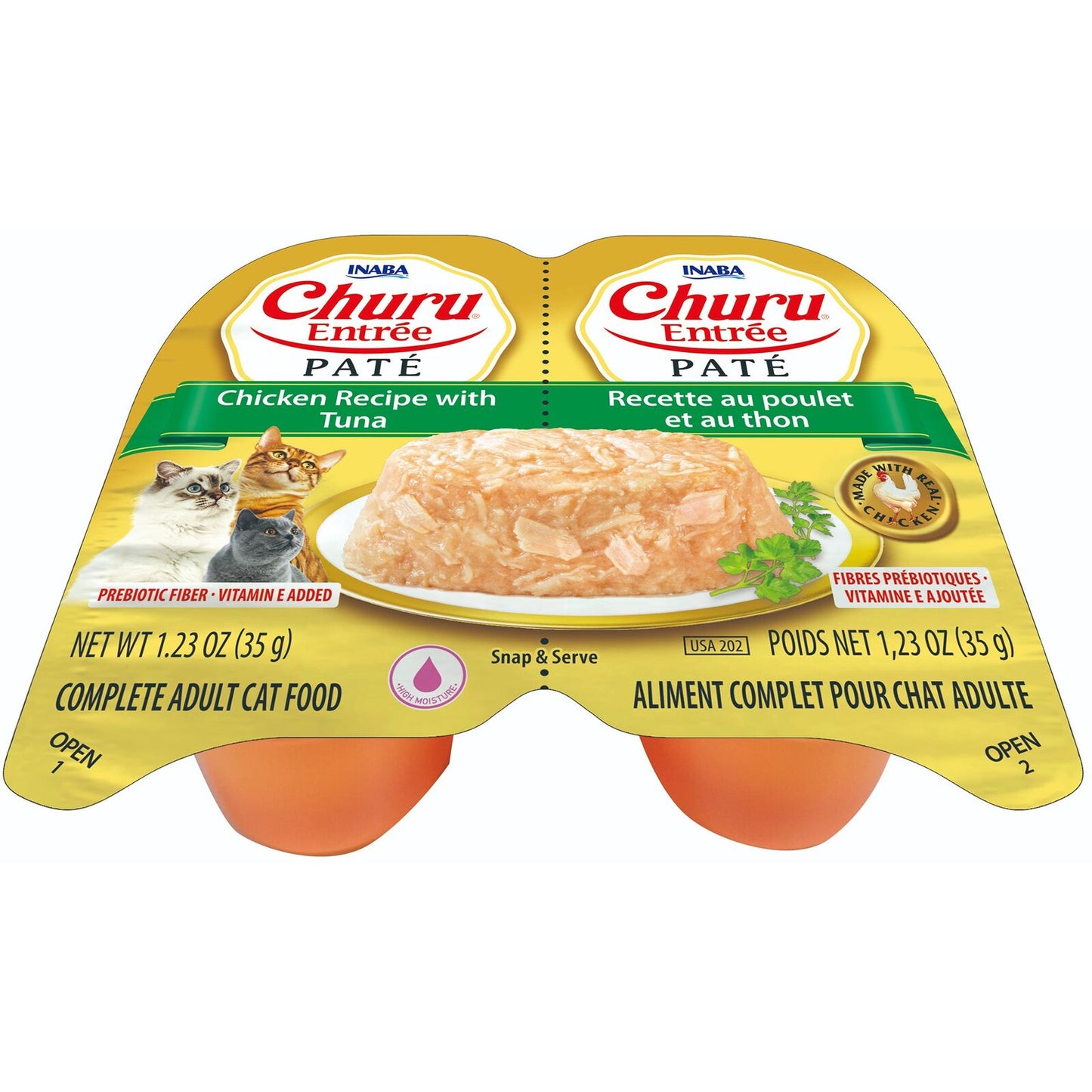 Inaba Cat Churu Ent Pate Chckn W Tuna 35G 6Pk Twin Cups (Om6)