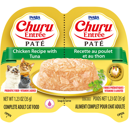 Inaba Cat Churu Ent Pate Chckn W Tuna 35G 6Pk Twin Cups (Om6)