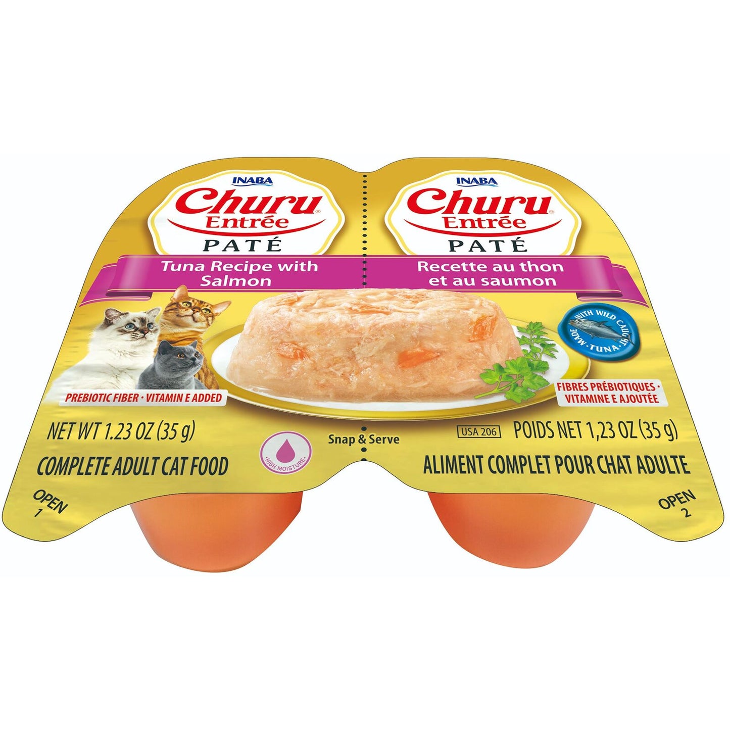 Inaba Cat Churu Ent Pate Tuna W Slmn 35G 6Pk Twin Cups (Om6)