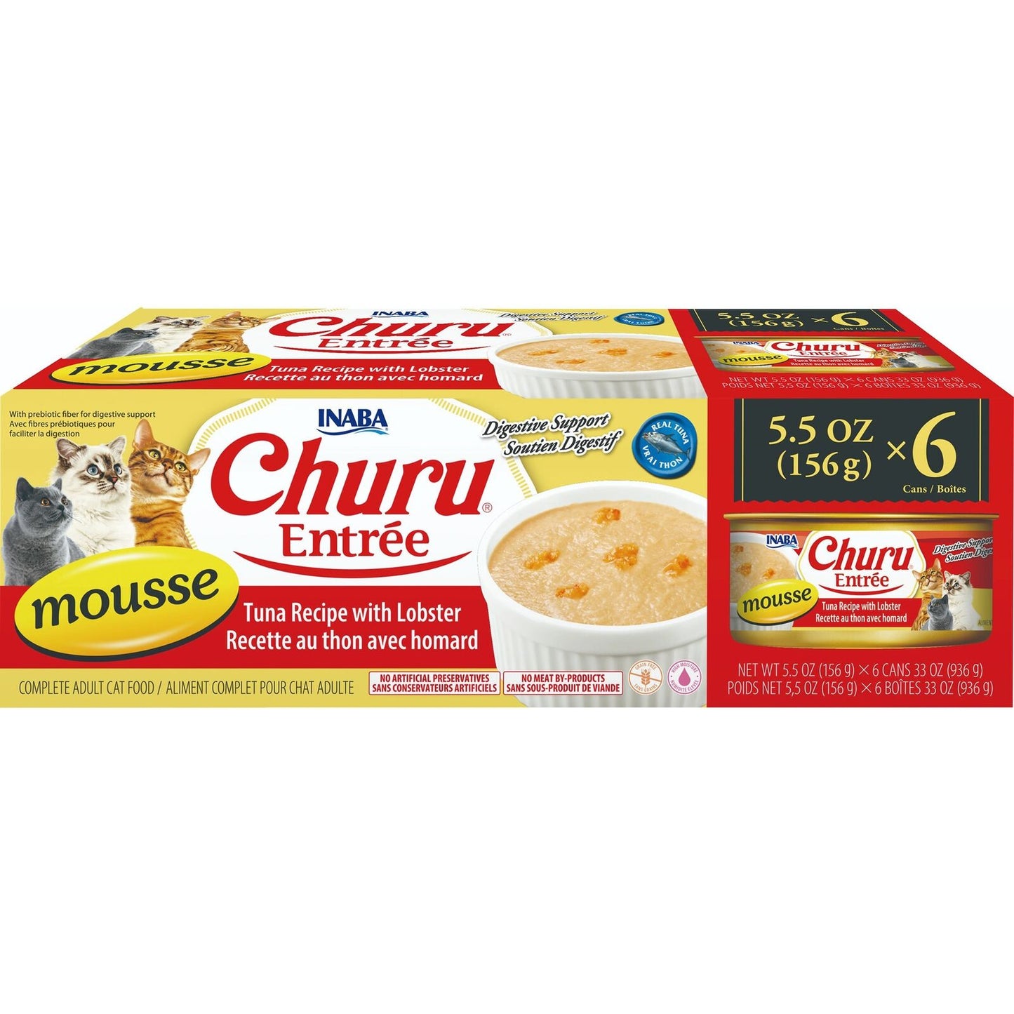 Inaba Churu Entree Mousse Tuna with Lobster Wet Cat Food 156g x 6 Cans