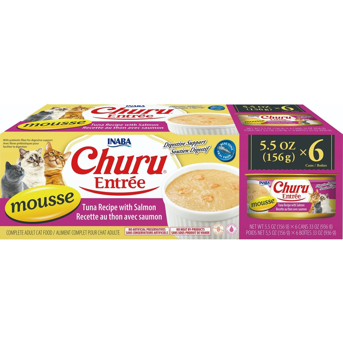 Inaba Cat Churu Entree Mousse Tuna W Salmon 6X156G