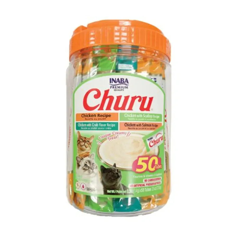 Inaba Churu Puree Chicken and Seafood Varieties Cat Treats 50 x 14g Tub