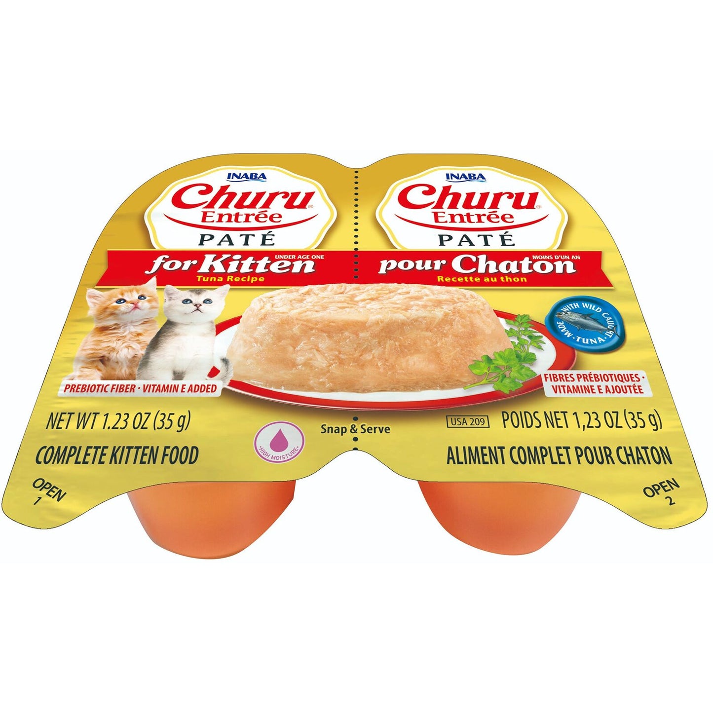 Inaba Cat Churu Ent Pate Tuna Kitten 35G 6Pk Twin Cups (Om6)