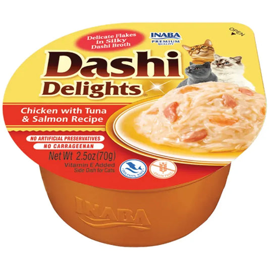 Inaba Dashi Delights Cup Chkn Tuna & Salmon 70G 6Pk(Om6)