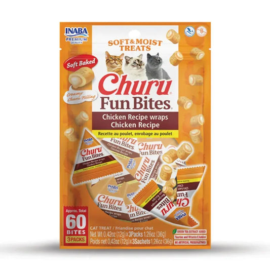 Inaba Churu Fun Bites Chicken Wraps with Chicken Cat Treats 36g x 6 Pack