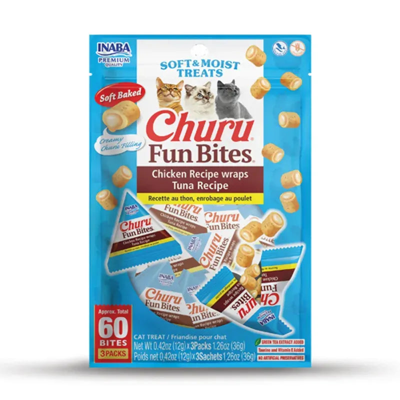 Inaba Churu Fun Bites Chicken Wraps with Tuna Cat Treats 36g x 6 Pack