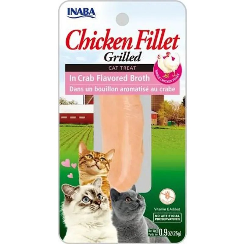 Inaba Grilled Chicken Fillet in Crab Broth Cat Treats 25g x 6 Pack