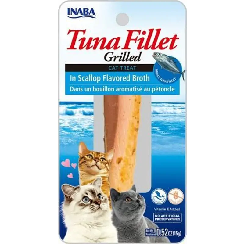 Inaba Grilled Tuna Fillet in Scallop Broth Cat Treats 15g x 6 Pack