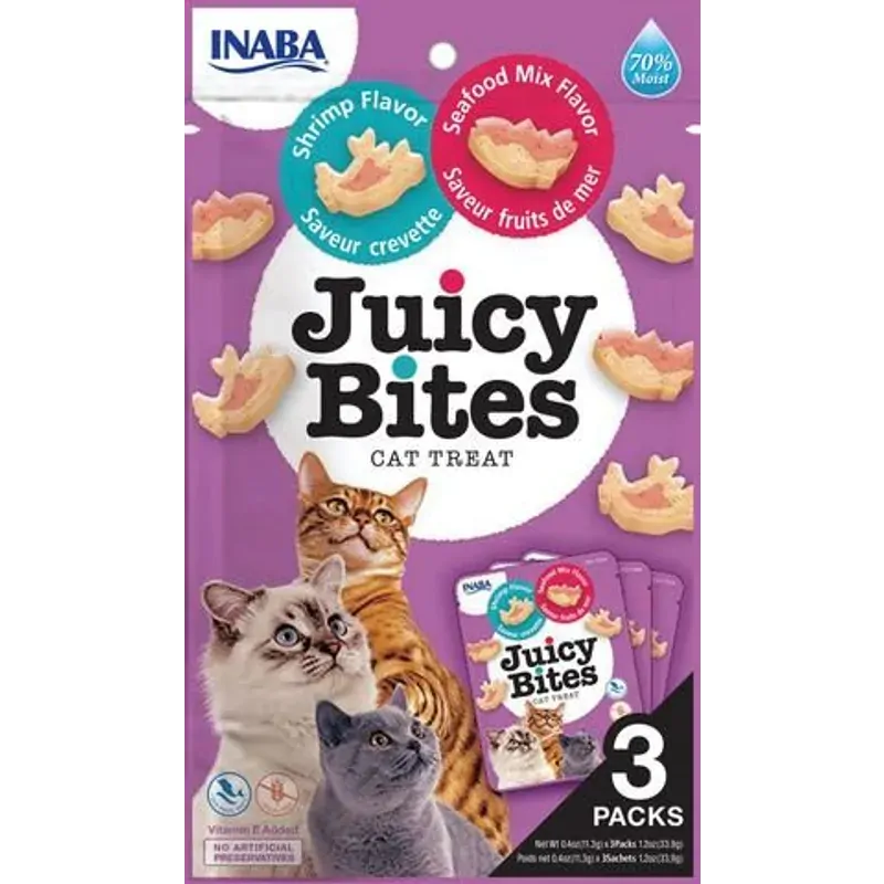 Inaba Juicy Bites Shrimp and Seafood Mix Cat Treats 34g x 6 Pack