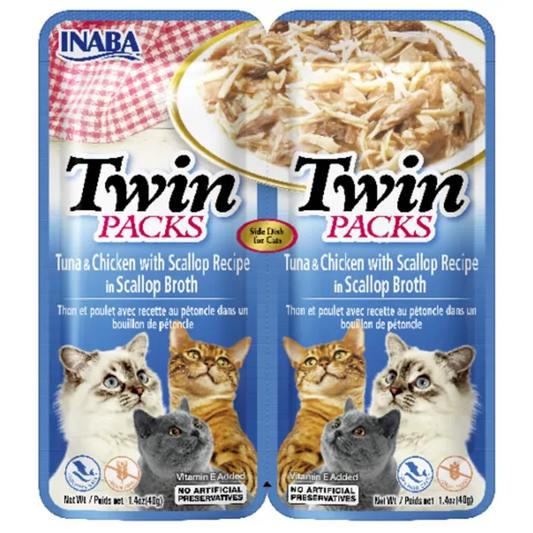Inaba Twin Packs Tuna and Chicken in Scallop Broth Cat Treats 80g x 6 Pack