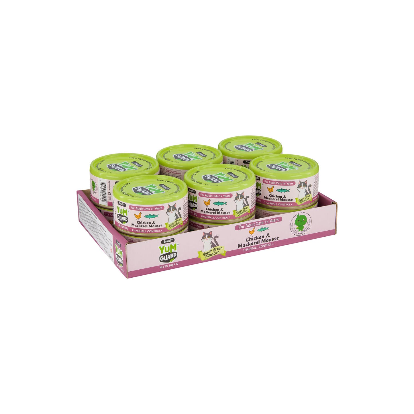YUMGUARD HAIRBALL CONTROL CHCKN + MCKRL 12PK 80G (OM12)