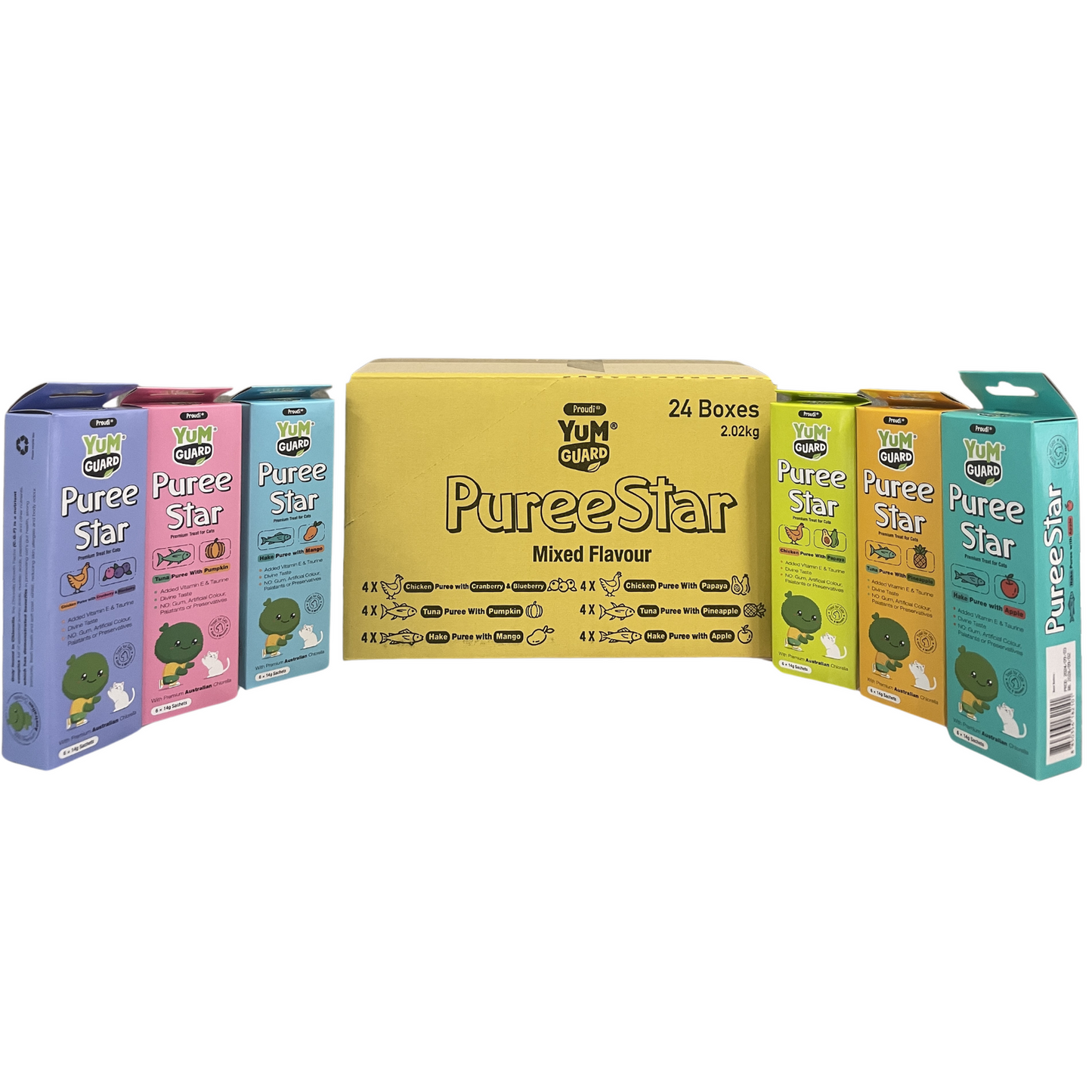 Yumguard Kitty Puree Star Mixed Flavours 24 Pack