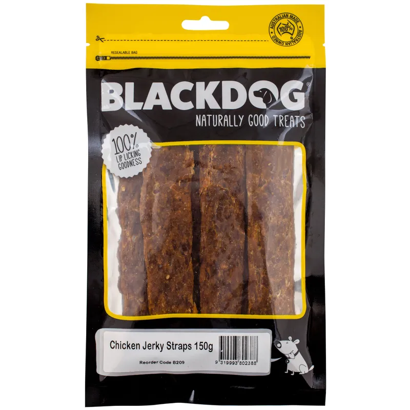 Black Dog Chicken Jerky Straps 150G