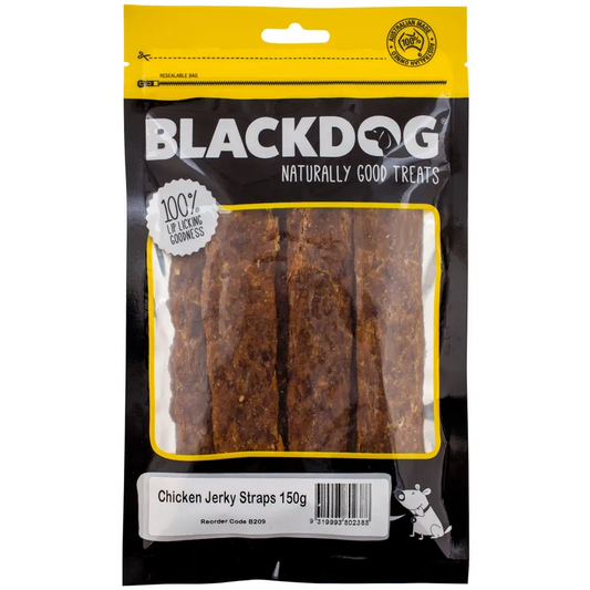 Black Dog Chicken Jerky Straps 150G