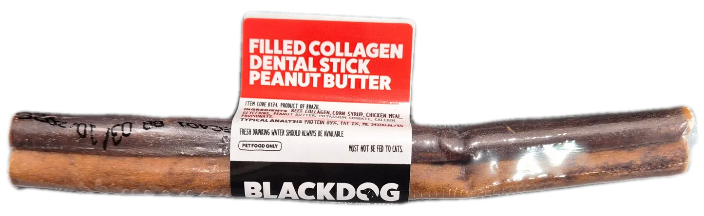 Black Dog Filled Collagen Sticks Pnut Butter 25Pk (Om25)